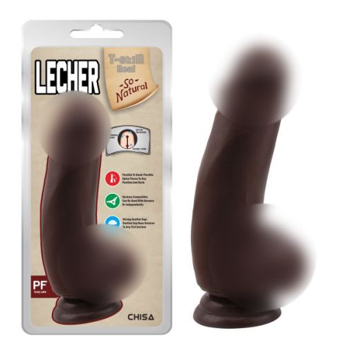 Коричневый фаллоимитатор на присоске Lecher