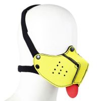 Намордник с кляпом-шариком для рта желтый Bdsm4u Neoprene dog mask