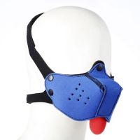 Намордник с кляпом для рта синий Bdsm4u Neoprene dog mask blue