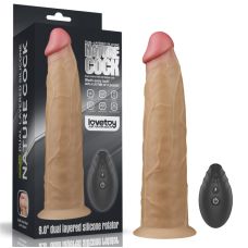 Двухслойный вибратор реалистичный силиконовый вращающийся на присоске Lovetoy