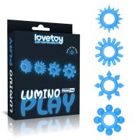 Кільця для пеніса Ерекційні блакитні Lovetoy Lumino Play