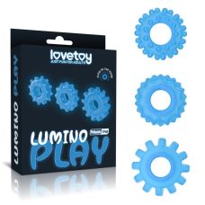 Кільця для пеніса ерекційні блакитні Lovetoy Lumino Play 3 штуки