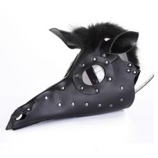 Кожаная маска в виде птицы и лошади черная БДСМ