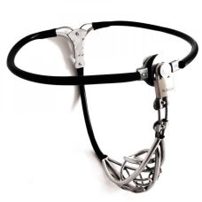 Пояс верности для мужчин из нержавеющей стали черно серебристого цвета Bdsm4u модель ZC205