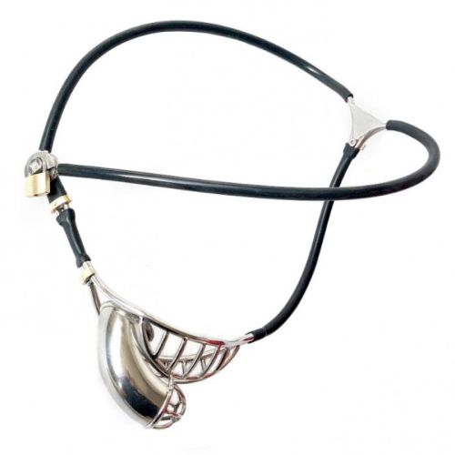 Пояс верности для мужчин из медицинской стали черно серебристый Bdsm4u Stainles Steel Adjustable Chastity Belt Device 