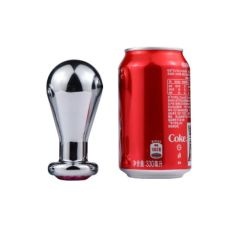 Анальний великий металевий затор сріблястого кольору з камінчиком Bdsm4u Anal Plug Medium