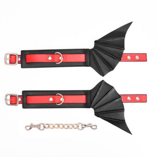 Demon wings PU leather handcuffs