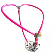 Невидимий пояс вірності із захисним щитком та анальною пробкою рожево-сріблястого кольору Bdsm4u