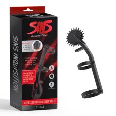 Колесико Вартенберга с шипами для эротического массажа черного цвета Chisa Double Thorn Finger Pinwheel