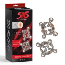 Затискачі для сосків 4 точкові сріблястого кольору Chisa Sins Inquisition