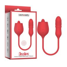 Вибратор двухсторонний в виде цветущей розы розового цвета Desire 