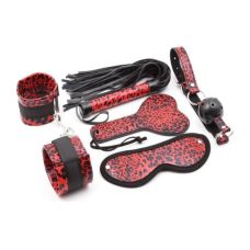 Набір БДСМ для постільних ігор з 7 предметів леопардового чорно червоного кольору Shades of Love