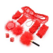 Набір БДСМ для постільних ігор із 6 ти мереживних предметів червоного кольору Shades of Love