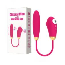 Виброяйцо и вакуумный клиторальный стимулятор 2 в 1 розового цвета Vscnovelty 