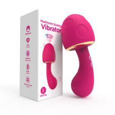 Вакуумный вибратор 2 в 1 с подогревом малиновый Vscnovelty Mushroom Sucking Vibrator 