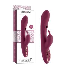 Вибратор для точки G и с отростком для клитора бордового цвета Vscnovelty Desire luxury rabbit Greedy Girl