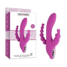 Потрійний вібратор для точки G з відростком для клітора та анальними кульками рожевого кольору Vscnovelty Desire luxury triple pleasure