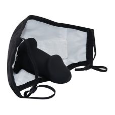 Маска на лицо БДСМ с кляпом реалистичным фаллоимитатором черного цвета Bdsm4u