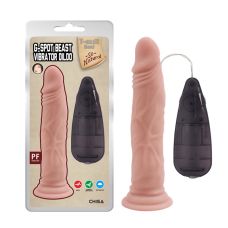 Вибратор реалистичный на присоске и пультом G-spot Beast Vibrator Dildo Flesh телесный