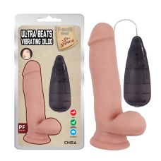 Вибратор реалистичный на присоске гелевый телесного цвета с пультом управления Chisa длина 175 мм