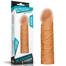 Насадка реалистичная на пенис удлиняющая коричневого цвета Lovetoy Pleasure X 
