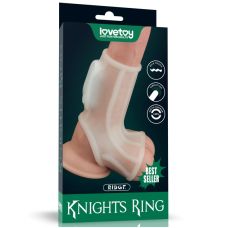 Вибронасадка на пенис белого цвета Lovetoy Vibrating Ridge Knights  длина 130 мм