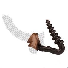 Фиксатор для члена и мошонки соединенный с анальной ребристой пробкой бронзового цвета Uabdsm