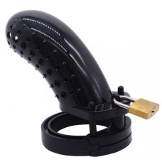 Пояс верности мужской  с перфорированной конструкцией черного цвета Uabdsm Cage Long