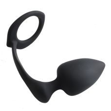 Масажер простати з ерекційним кільцем чорного кольору Uabdsm Ring + Prostates Massager