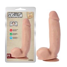 Фалоімітатор із мошонкою реалістичний на присосці тілесного кольору Chisa Sensualism Flesh довжина 211 мм