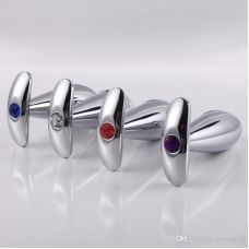 Анальные пробки металлические серебристого цвета с камушками Bdsm4u 4 штуки