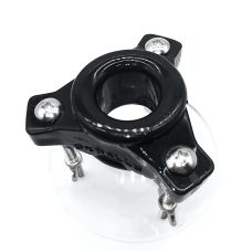 Фиксатор для члена и мошонки черного цвета с металлическими болтами серебристого цвета Bdsm4u Ball Crusher OXBALLS