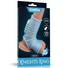 Вібронасадка на член ребриста блакитного кольору Lovetoy Wave Knights