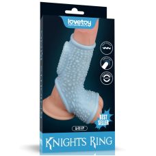 Вібронасадка на член з пухирцями блакитного кольору Lovetoy Drip Knights