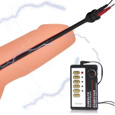 Наддовгий уретральний силіконовий стимулятор для чоловіків чорного кольору Bdsm4u Electric sex urethral plug