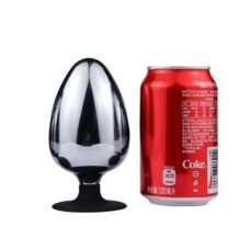 Анальна пробка велика металева сріблястого кольору Bdsm4u