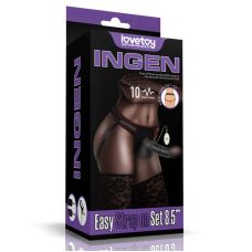 Ремінний жіночий вібрострапон чорного кольору з пультом ДК Lovetoy Vibrating Easy Strapon Set довжина 215 мм