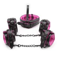 Набор для бондажа и фиксации БДСМ черно розового цвета Vscnovelty Bondage Kit 3 предмета