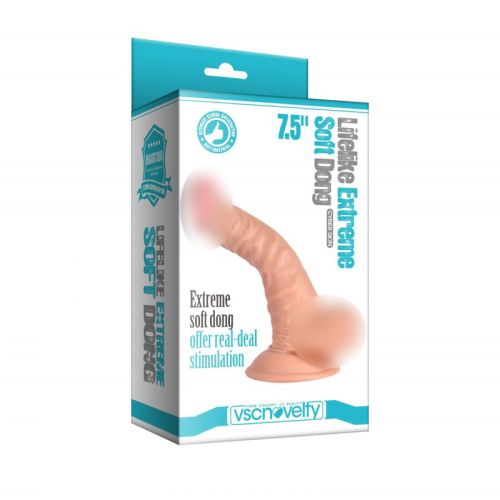 Фаллоимитатор реалистичный на присоске телесного цвета Vscnovelty Lifelike Extreme длина 180 мм