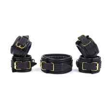 Набір для бондажу та фіксації БДСМ чорного кольору із золотистою фурнітурою Vscnovelty Black Gold вondage кит 3 предмети