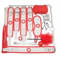 Набор медсестры для бондажа БДСМ красно белого цвета Vscnovelty Nurse Bondage Kit 10 предметов