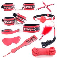 Набір для сексу БДСМ червоного кольору Vscnovelty Slave Kit 10 предметів