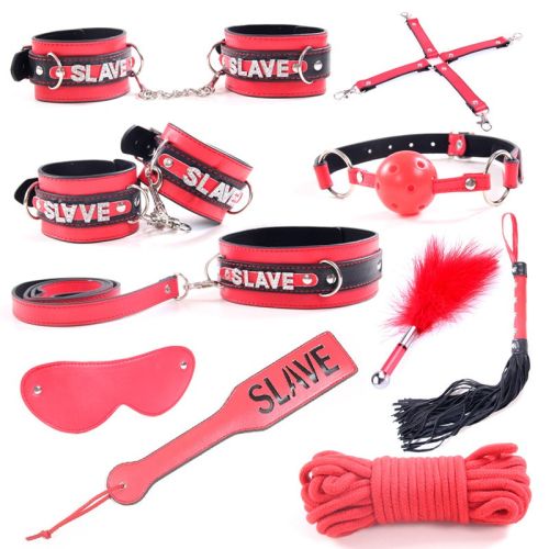 Набор для секса БДСМ красного цвета Vscnovelty Slave Kit 10 предметов
