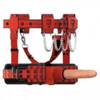 Секс машина красного цвета со страпоном в комплекте Bdsm4u Sex machine X4  Секс машина красного цвета со страпоном в комплекте Bdsm4u Sex machine X4