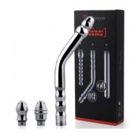 Анальний і вагінальний душ зі змінними головками сріблястого кольору Bdsm4u 3 змінні головки