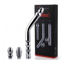 Анальний і вагінальний душ зі змінними головками сріблястого кольору Bdsm4u 3 змінні головки