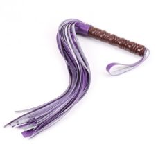 Плеті БДСМ фіолетового кольору із стильною бордовою дерев'яною рукояткою Bdsm4u