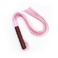 Плеть БДСМ розового цвета с стильной бордовой деревянной рукояткой Bdsm4u