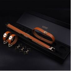 Система фиксации для тела БДСМ Ошейник и Манжеты красного цвета Bdsm4u