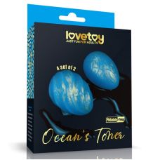 Вагинальные шарики удлиненной формы для тренировки мышц синего цвета Lovetoy 2 штуки